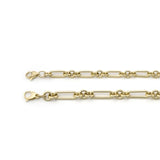 14k Gold | Round Stacking Paperclip and Cricle Pattern Chain Necklace