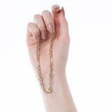 14k Gold | Round Stacking Paperclip and Cricle Pattern Chain Necklace