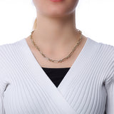 14k Gold | Round Stacking Paperclip and Cricle Pattern Chain Necklace
