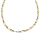 14k Gold | Round Stacking Paperclip and Cricle Pattern Chain Necklace