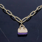 14k Gold | Paperclip Chain Necklace with Bag Charm