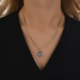 14k Gold | Blue Heart Evil Eye Charm Necklace