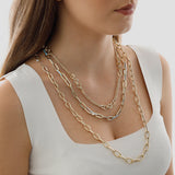 14k Gold | Aqua Blue Staple - Paperclip Chain Necklace