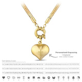 14k Gold | Omega Chain Heart Charm Necklace with Sailor Lock