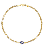 14k Gold | Evil Eye Rolo Chain Bracelet