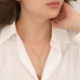 Franco Mesh Chain with Gold Beaded Lariat Necklace