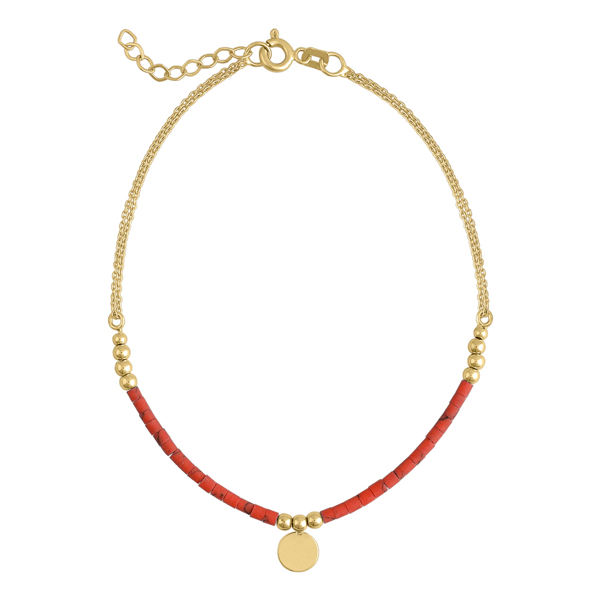 14k Gold | Lapis Lazuli Beaded Bracelet with Engravable Coin Charm