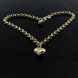 Rolo Chain & Heart Charm Bracelet with Evil Eye Bead