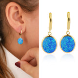 Oval Blue Opal Earrings