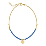 14k Gold | Turquoise Beaded Bracelet with Engravable Coin Charm