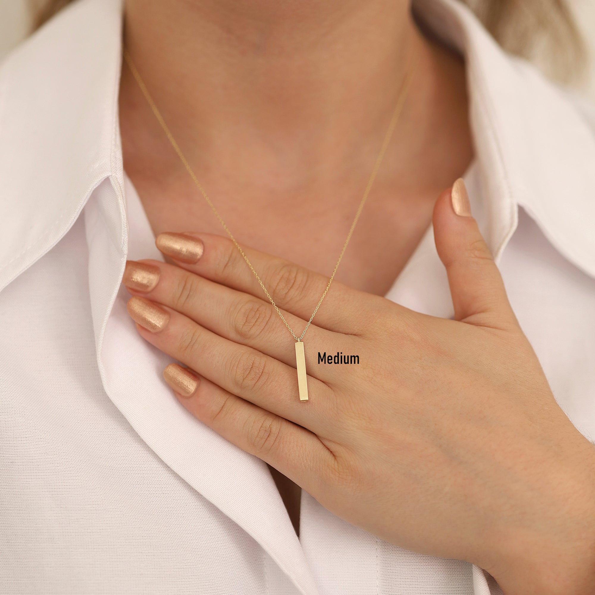 14k Gold | Personalized 3D Bar Necklace