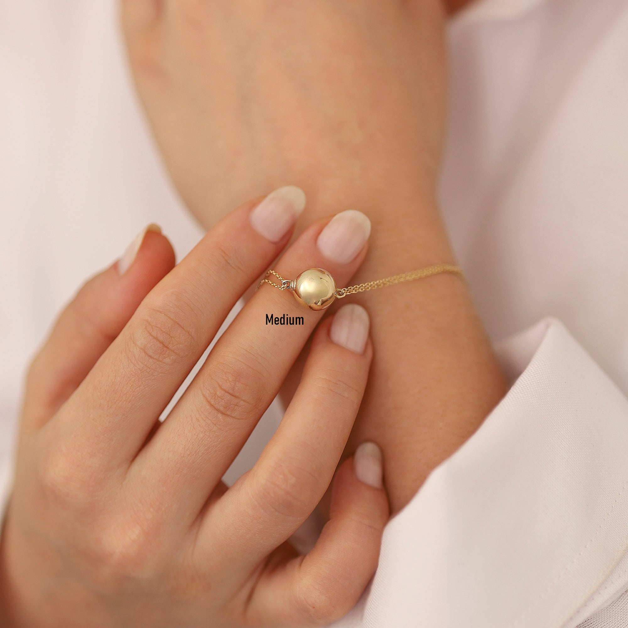 10k Gold | Ball Charm Cremation Urn / Ash Holder Bracelet