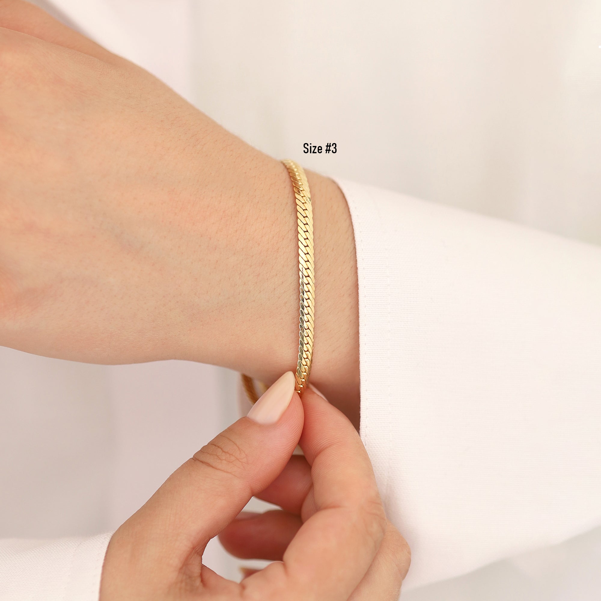 14k Gold | Herringbone Bracelet