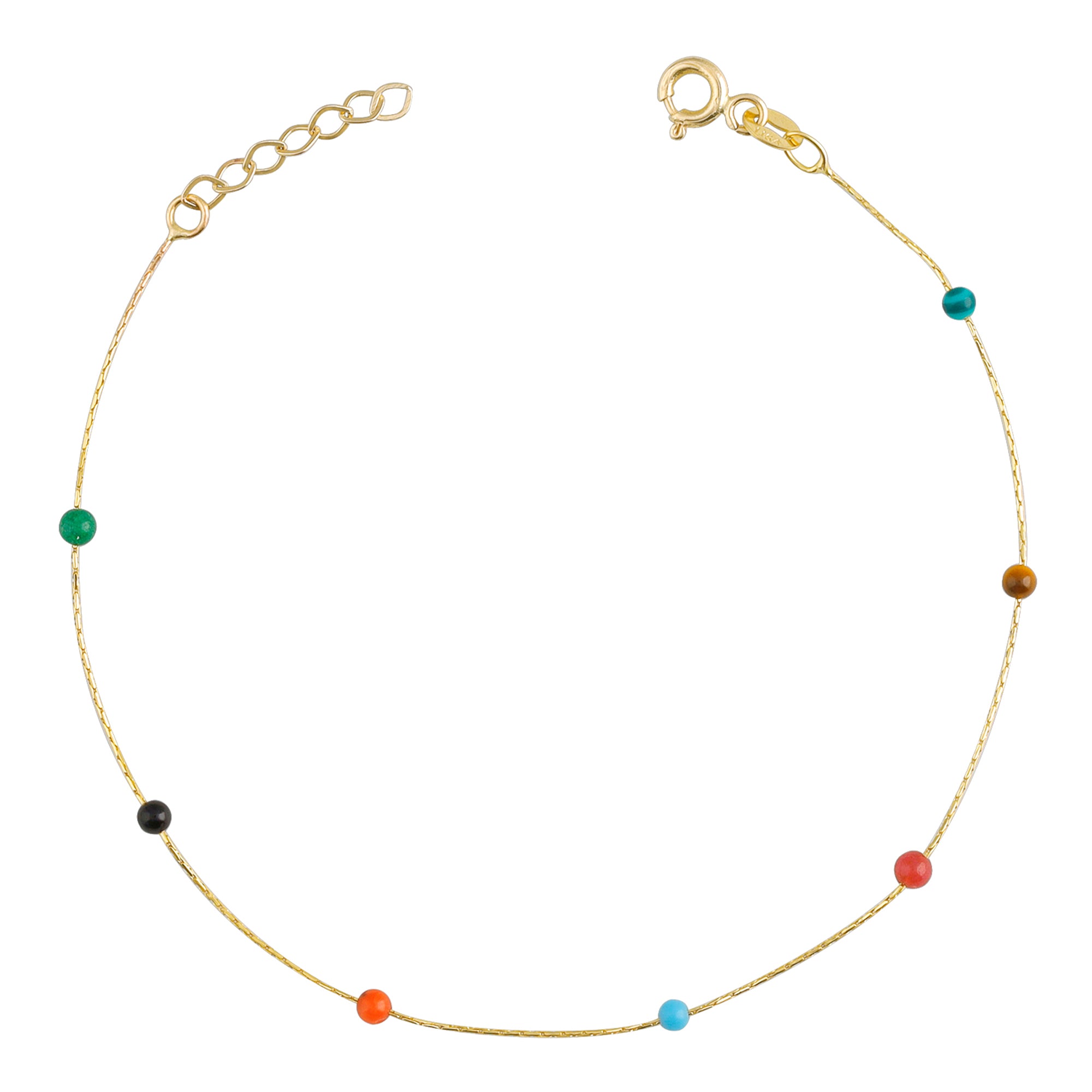 14k Gold | Minimal Red Jade Beaded Bracelet