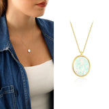 Small Oval White Opal Necklace
