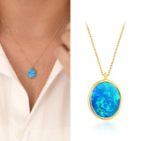 Oval Blue Opal Necklace