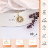 14k Gold | Star in a Circle with Hitit Design Necklace