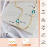 14k Gold | Paperclip Necklace with Aqua Oval Links