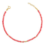 14k Gold | Pink Coral Eternity Beaded Bracelet