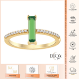 14k Gold | Emerald  Slim Rectangular CZ Bezel Setting Band Ring