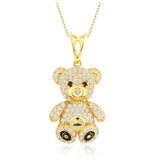 14k Gold | Teddy Bear Necklace With Gemstones