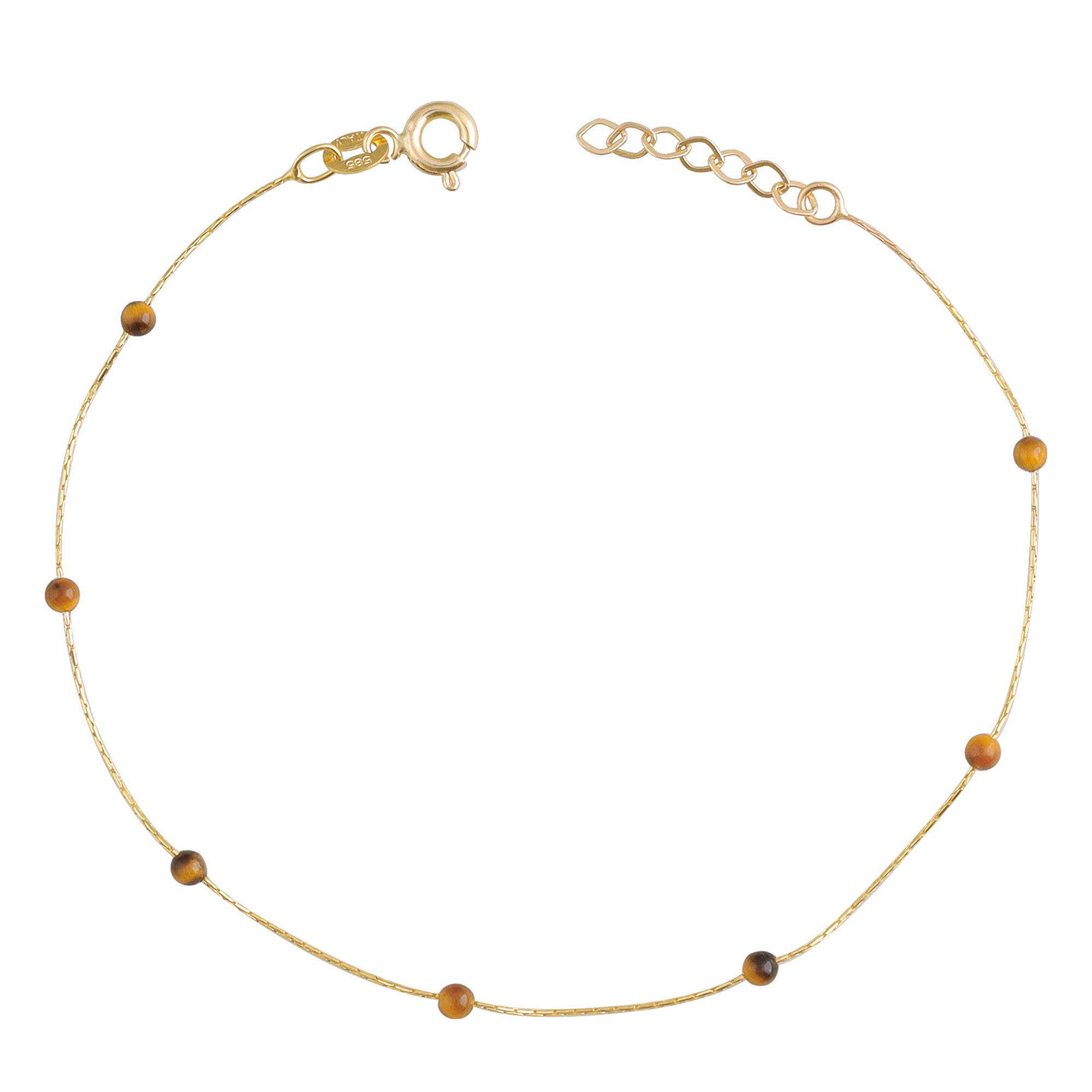 14k Gold | Minimal Green Jade Beaded Bracelet