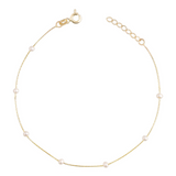 14k Gold | Minimal White Pearl Beaded Bracelet