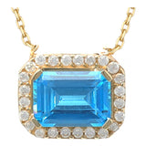 14k Gold | Blue Sapphire Baguette Cut Necklace