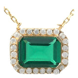 14k Gold | Blue Sapphire Baguette Cut Necklace