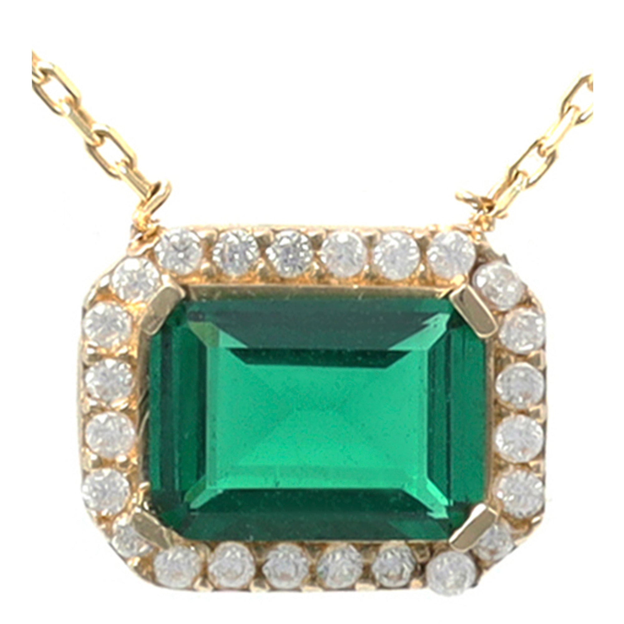 14k Gold | Blue Sapphire Baguette Cut Necklace