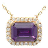 14k Gold | Amethyst Baguette Cut Necklace