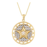 14k Gold | Star in a Circle with Hitit Design Necklace