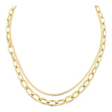 14k Gold | Graduated Oval Link and Curb Chain Layering Necklace
