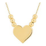 14k Gold | Beaded Flat Heart Necklace