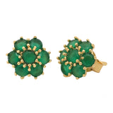 14k Gold | Tuquoise Hexagon Flower Stud Earrings