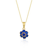 Sapphire Hexagon Flower Necklace