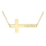 10k Gold | Lateral Cross Name Necklace