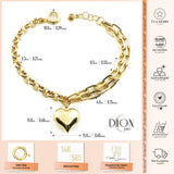 14k Gold | Paperclip & Rolo Chain Bracelet with Heart Charm