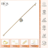 14k Gold | Curb Chain Bracelet with Evil Eye Heart Charm