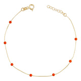 14k Gold | Minimal Red Jade Beaded Bracelet