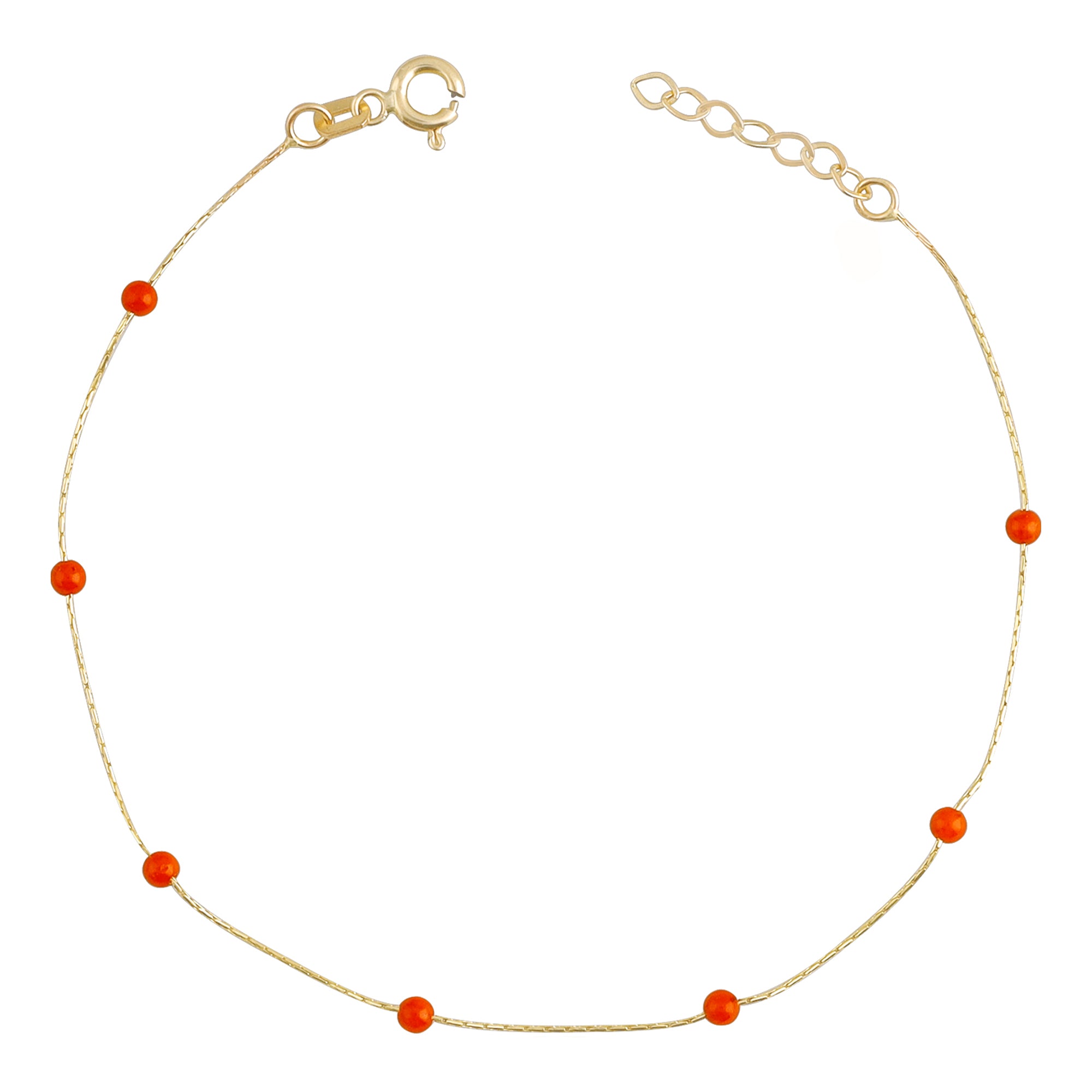 14k Gold | Minimal Red Jade Beaded Bracelet