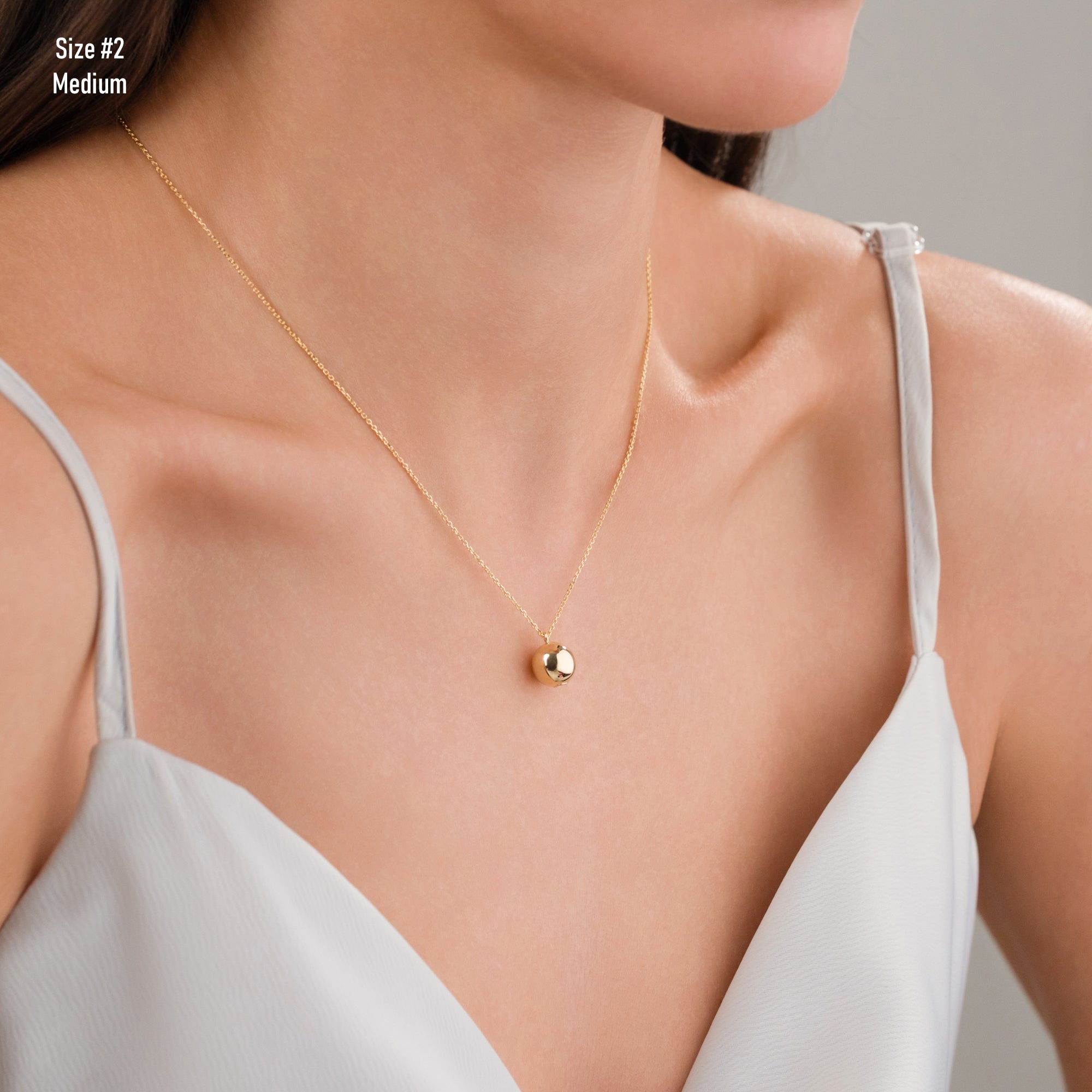 10k Gold | Ball Cremation Urn / Ash Holder Necklace