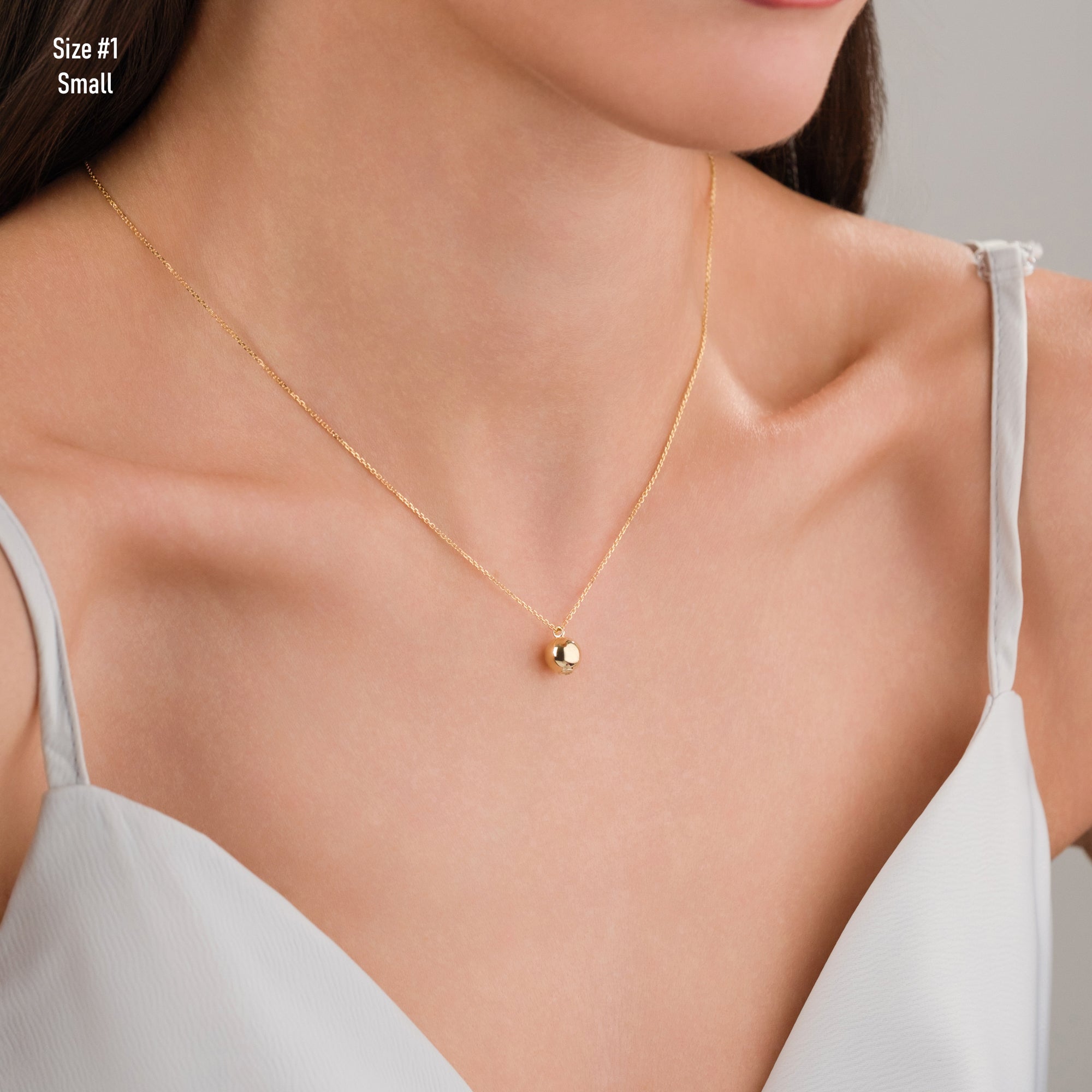 10k Gold | Ball Cremation Urn / Ash Holder Necklace