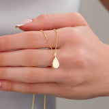 14k Gold | Flat Teardrop Cremation Urn / Ash Holder Necklace