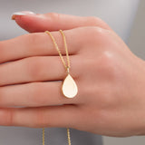14k Gold | Flat Teardrop Cremation Urn / Ash Holder Necklace