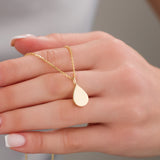 14k Gold | Flat Teardrop Cremation Urn / Ash Holder Necklace