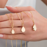 14k Gold | Flat Teardrop Cremation Urn / Ash Holder Necklace
