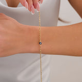 14k Gold | Evil Eye Rolo Chain Bracelet