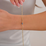 14k Gold | Evil Eye Rolo Chain Bracelet