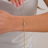 14k Gold | Evil Eye Rolo Chain Bracelet